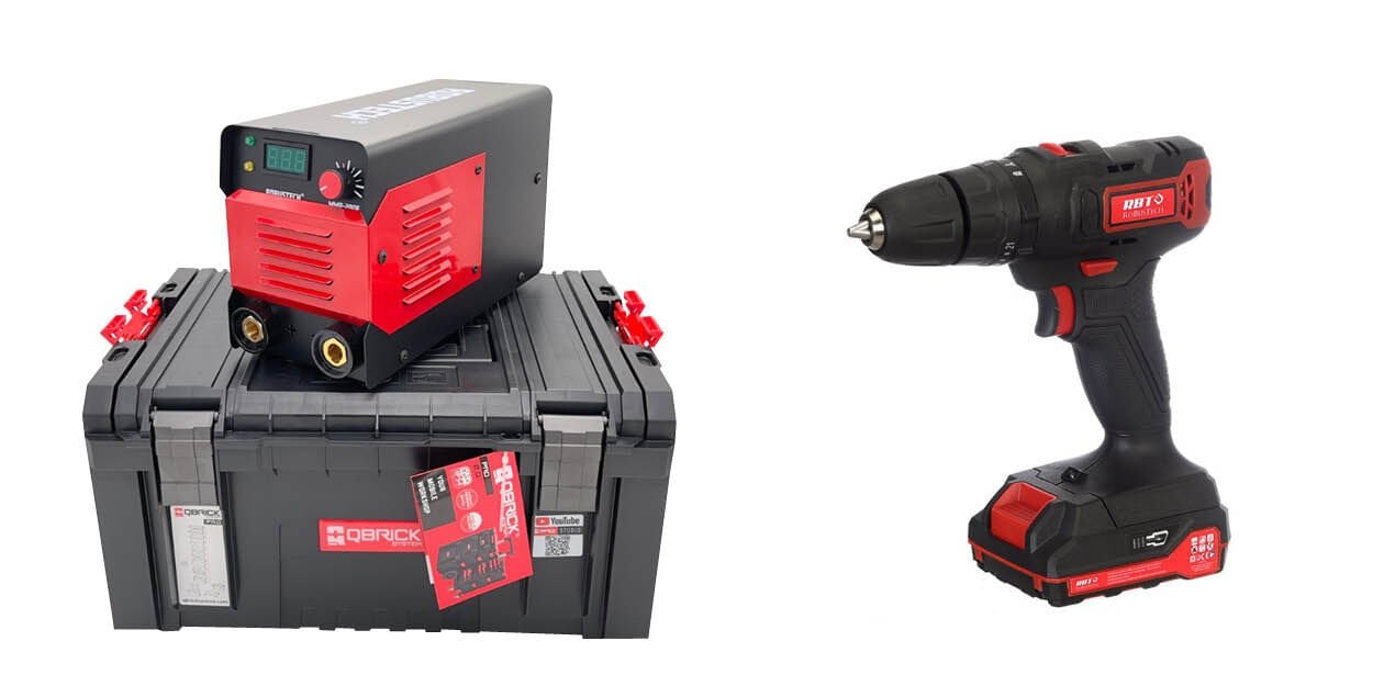MMA-200E İnverter Kaynak Makinesi, Qbrick System Taşıma Çantası ve Robustech S 20-2 Akülü Vidalama