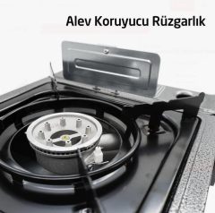 Rox Camping 0103 Tekli Portatif Kamp Ocak, Rüzgarlıklı, Ekstra Gaz Girişli